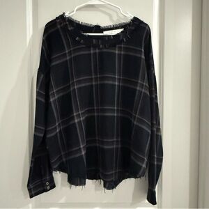 ASTR the Label Plaid Button Down Shirt-Navy Blue/Brown